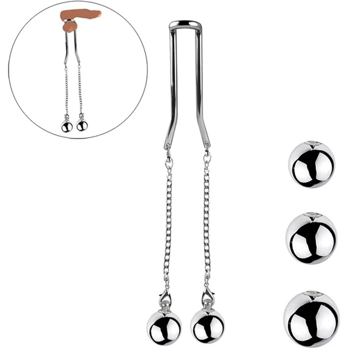 Сталевий Ball-Stretcher Hrekssi з металевими кульками (2 шт.) - кільце для статевих органів, CBT, вага для яєчок, тренажер для покращення ерекції, для чоловіків, 25 мм