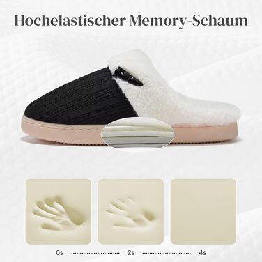Жіночі зимові капці NineCiFun з плюшем та ефектом пам'яті (Memory Foam), протиковзкі, чорні, розмір 40/41 EU