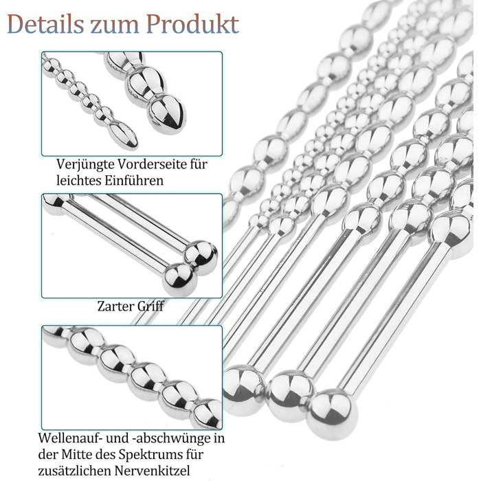 Набір дилататорів для секса з чоловіками BDSMAGE, нержавіюча сталь, 7 шт., 200 мм, для пар, 18+