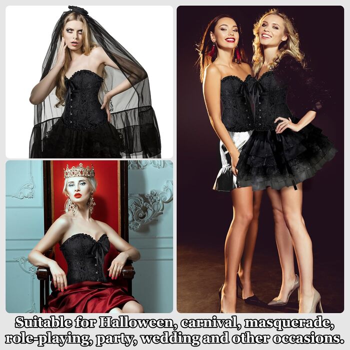 Корсет-топ для повних грудей, чорний: готичний корсет, бюстєль, бодішейпер M-L