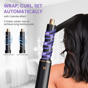 Мультистайлер для волосся 5 в 1 MogaWave Airstyler Pro 1000W: фен-щітка, плойка для локонів, об'ємний стайлер з іонізацією, чорний
