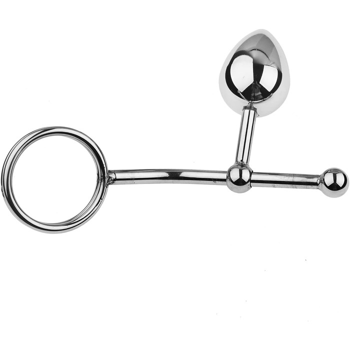 Анальний гачок з кільцями для яєчок, металевий, для БДСМ, з кільцем для статевого члена, з анальним штекером, для чоловіків, S+M+L