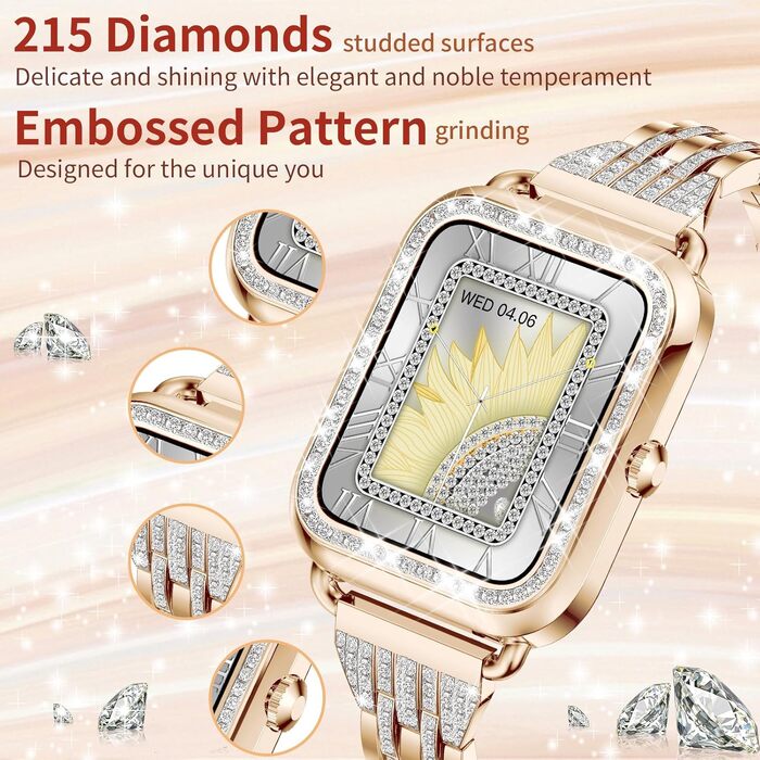 Смарт-годинник для жінок Diamond з функцією дзвінків, 1.32