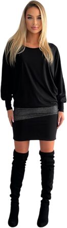 Сукня міні Mississhop святкова блискуча, чорна (S-XXL) - Туніка-пуловер