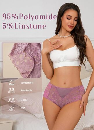 Слідки жіночі мереживні безшовні з високою талією, великі розміри (S-4XL), 6 шт. в наборі (чорний/бірюзовий/червоний/синій/фіолетовий/нюд)