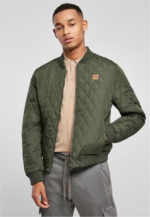 Чоловіча стібана куртка Urban Classics Diamond Quilt Jacket, оливкова, розмір 3XL