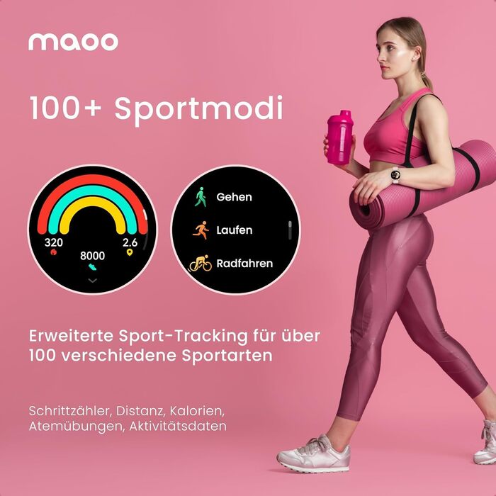 Смарт-годинник maoo Ventura для жінок Rose Gold: AMOLED-дисплей 1.32
