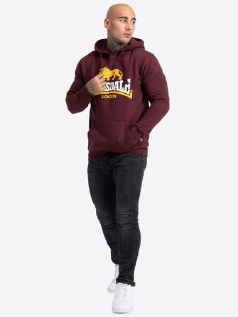 Чоловіча толстовка на блискавці з капюшоном Lonsdale RINSEY, приталена модель, колір Oxblood, розмір S