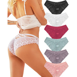 6 шт. Бразильські труси жіночі мереживні ALL OF ME - Сексуальна білизна, панчіхи, бюстгальтери для жінок, бразильський тип, бікіні, S-XL, білий, чорний, дата, рожевий, хакі, сіро-блакитний