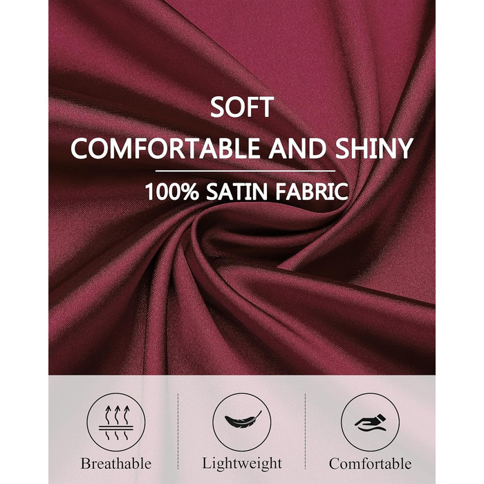 Жіночий атласний халат довгий, баня халат, кімоно, легкий, весільний, м'який, для вечірки, нічна сорочка, V-подібний виріз, S-X (XL, пурпурно-червоний)