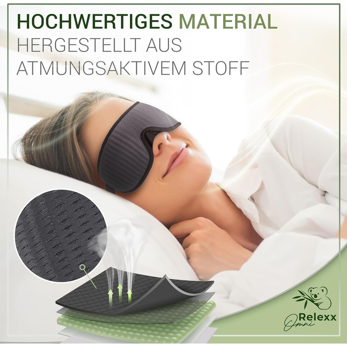 Маска для сну 3D з ефектом пам'яті (Memory Foam) для жінок та чоловіків, світлоізолююча м'яка пов'язка на очі з дорожнім чохлом, чорна