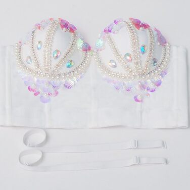 Жіночий бюстгальтер ROYAL MEELA з паєтками та корегуючим ефектом, топ-бюстгальтер, кроп-топ, клубний стиль, для вечірок, білий (XS)