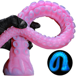 Силіконовий дилдо-октопус Alla Platinum 65см з підсвічуванням (рожевий) з присосками для жінок та чоловіків, іграшка для анального сексу, Cthulhu