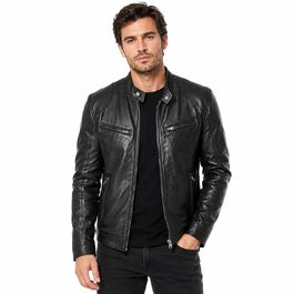 Чоловіча шкіряна куртка-байкер Slim Fit зі стійким коміром, чорна екошкіра, вінтажна легка перехідна куртка для мотоциклістів, розмір XXL