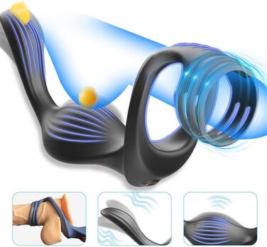 Масажер простати для чоловіків NAIXBTY з кільцем на пеніс та пультом керування, телескопічний вібратор, анальні вібратори, Butt Plug з 12 режимів вібрації та режимом штовхання. Іграшки для дорослих для чоловіків