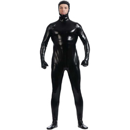 Чоловічий латексний комбінезон Lackleder з довгим рукавом, чорний, XXL. Латексний боді з відкритим обличчям, еластичний, для карнавалу та костюмних вечірок.