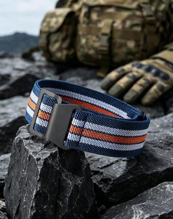 Еластичний нейлоновий ремінець для годинника BINLUN Parachute Marine Diver 18мм, військовий тканинний замінний браслет з покращеним гачкоподібним замком для чоловіків та жінок (Блакитно-біло-помаранчевий)