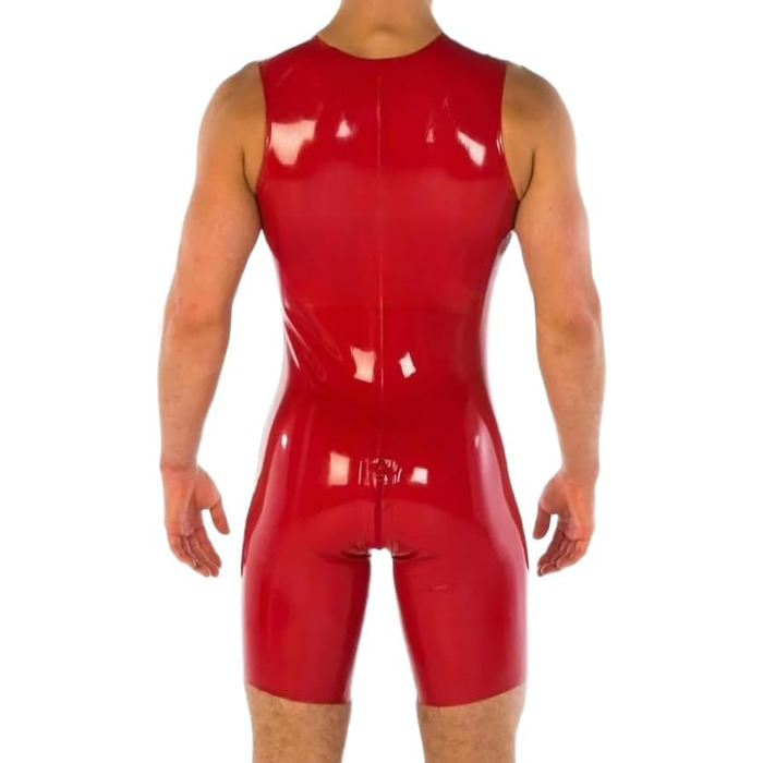 Латексний catsuit для чоловіків TIANXIAOQWE, ручної роботи, без рукавів, 7XL, червоний колір