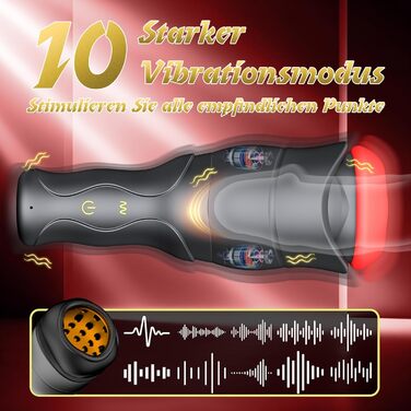 Електричний мастурбатор для чоловіків Buntune – Solo, 10 режимів вібрації, 5 режимів тиску, USB-зарядка, IPX6 водонепроникний, силікон, 3D стимуляція