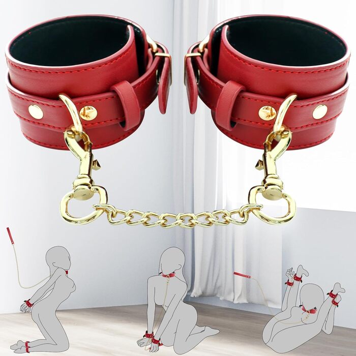 Набір для БДСМ зв'язування: шкіряні наручники, стяжки для ніг, поводок та ошейник. Ідеально для пар, початківців та досвідчених