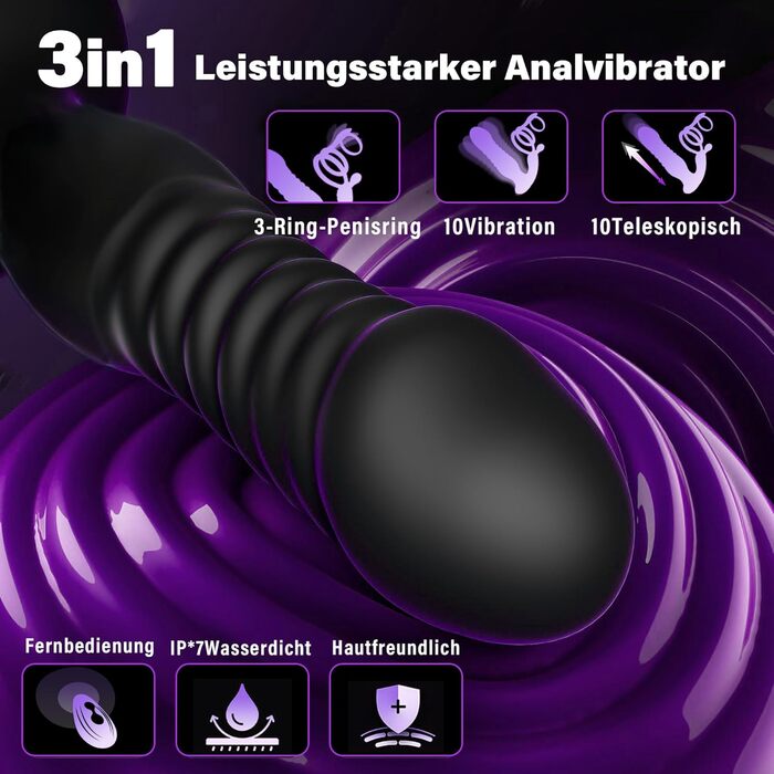 Масажер для простати та пеніса PINTLE з 10 телескопічними режимами та функцією імпульсу. Набір для чоловіків та пар.