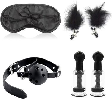 Набір для БДСМ: 26 предметів (наручники, аналплаг, кільце для пеніса, чікер, кліпси для сосків, маска для очей, батіг, приглушник)