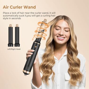 Стайлер для волосся 5 в 1 UKLISS Airstyler Pro: багатофункціональний набір для сушіння та укладки (фен, брашинг, гофре, вирівнювач), 1000 Вт, чорний