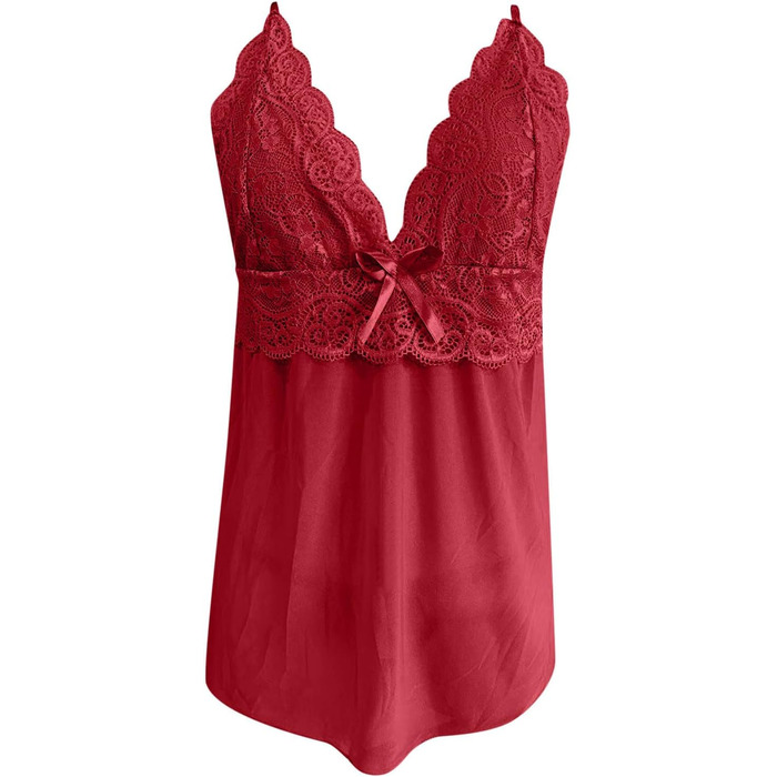 Боді жіноче на тонких бретелях, червоне, з V-подібним вирізом та стрингом, піжама, еластичний виріз, універсальний розмір (XXL)