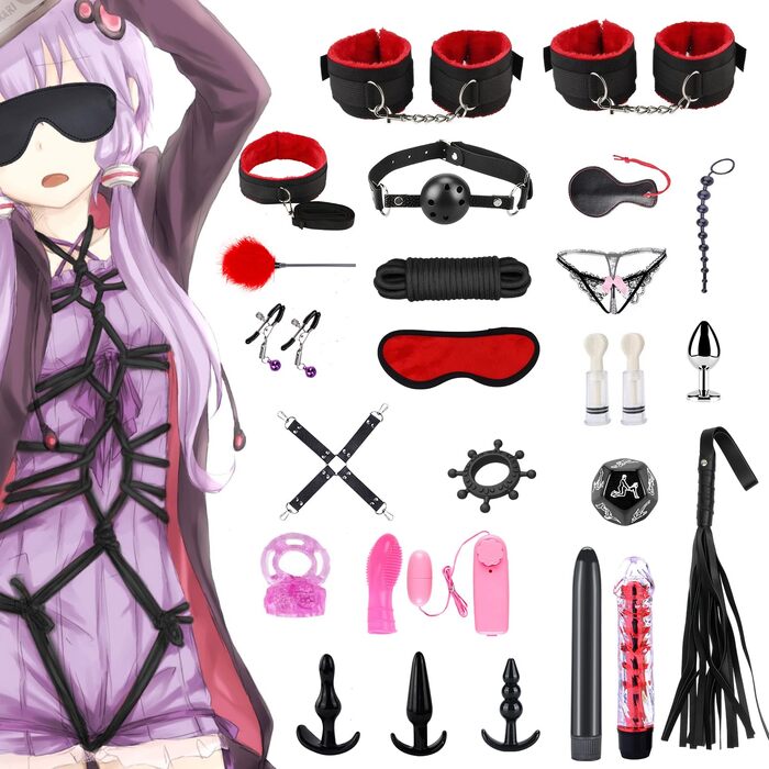 Набір для БДСМ-ігор Qoosea 18 шт. з наручниками та маскою для обличчя. Інтимні іграшки для пар, фетиш-аксесуари для дорослих