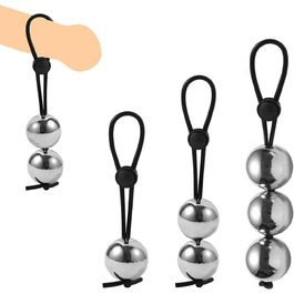 Кільце для статевого члена Qiyasex з регульованою вагою, металеві намистини, кільце для яєчок, розтягувач яєчок, натягувач статевого члена, іграшки для чоловіків (1 комплект)