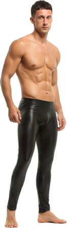 Чоловічі шкіряні лосини Bodywear4you, чорний матовий кожзам, облягаючі штани Meggings, ефект мокрого блиску, фальшива шкіра, S