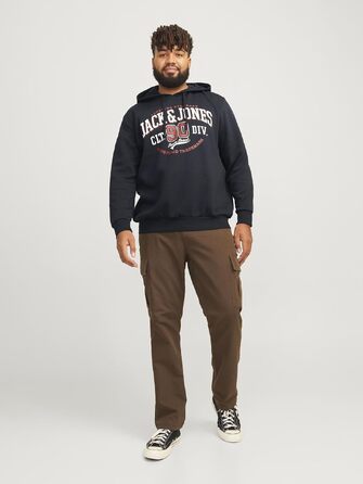 Чоловічий худі Jack & Jones Plus Size з логотипом, темно-синій, розмір 3XL