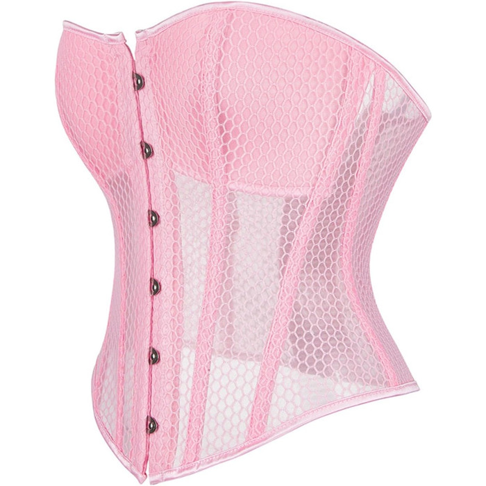 Топ-корсет жіночий Ренесанс з сітчастими вставками для вечірніх образів – побачення, осінні образи, милий топ для вечірки, клубу, бретельний топ з корсетним шнуруванням (#02-рожевий, XS)