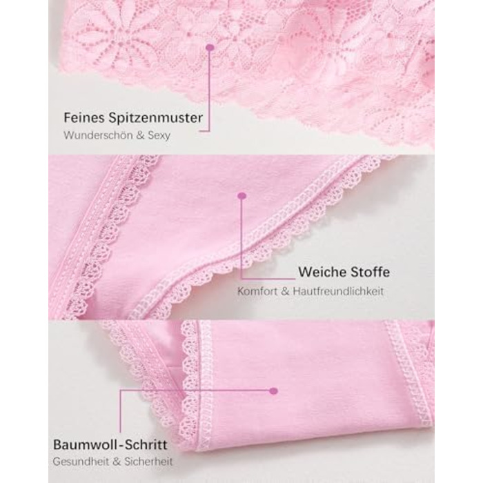 6-пакет жіночих трусиків: мереживо, бавовна, сексуальні, дихаючі, м'які, hipster, S-XL