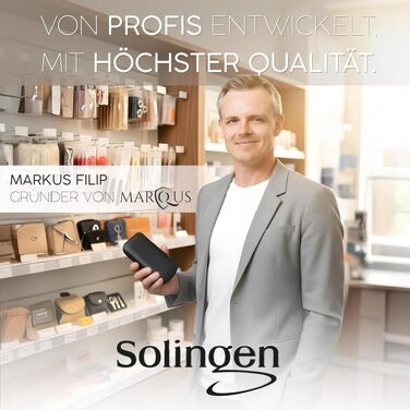 Манікюрний набір Solingen MarQus 7 предметів у шкіряному чохлі, нікельована сталь, чорний матовий