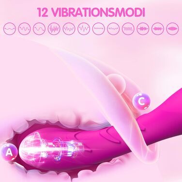 Вібратор для жінок G-Spot з 12 режимами вібрації, силіконовий стимулятор клітора, тихий секс-іграшка (Червоно-фіолетовий)