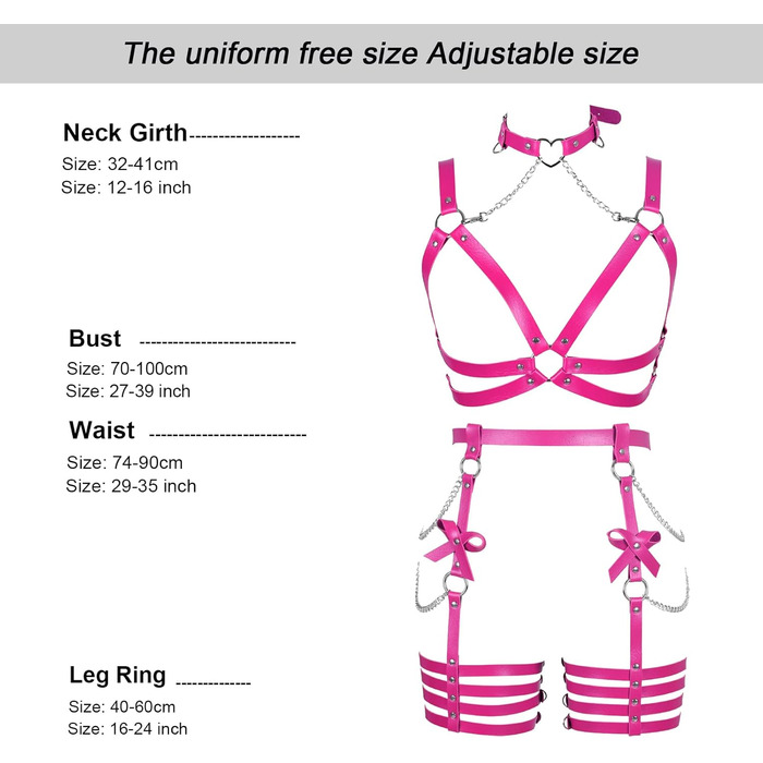 Жіночий шкіряний боді з ланцюжком BANSSGOTH: комплект стрінги з бантиком для танців та свят (Рожевий)