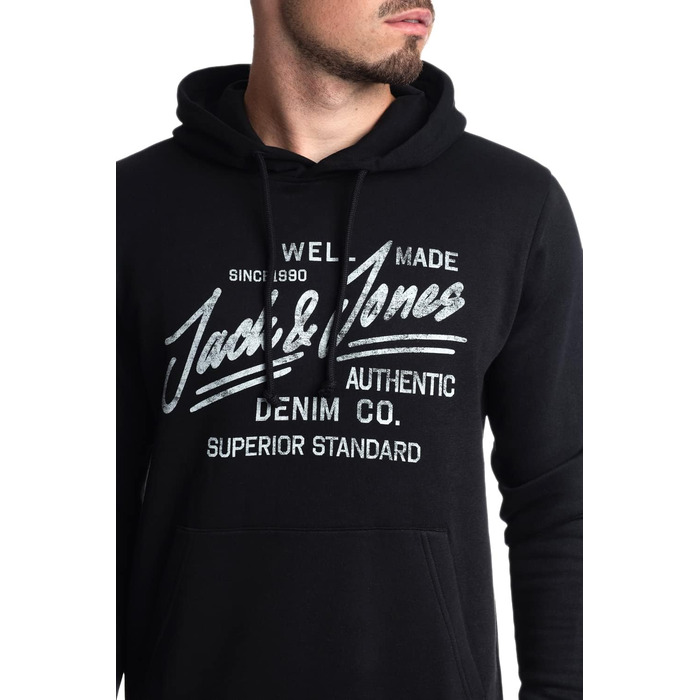 Чоловічий худі Jack & Jones з логотипом, чорний (розмір XL)