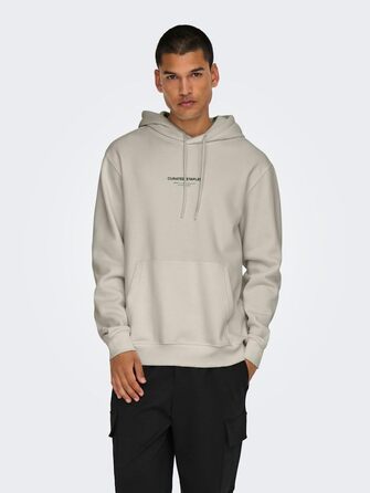 Чоловічий худі Only & Sons Onscurated Regular Fit з капюшоном, колір Silver Lining, розмір XXL