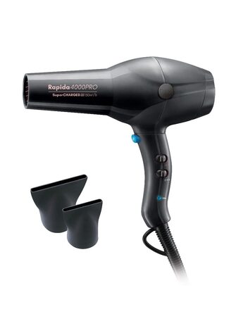 Професійний фен для волосся Diva Styling Rapida 4000 Pro, AC-мотор, 4 режими температури, 2 швидкості обдуву, функція Cool-Shot, чорний онікс