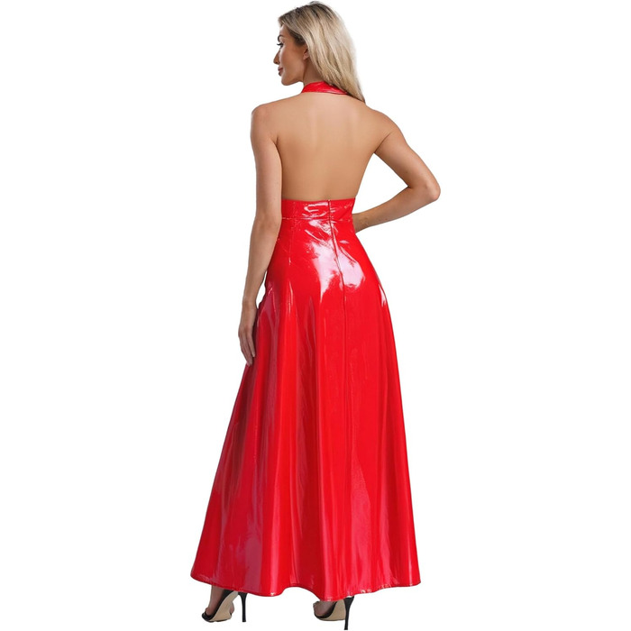 Сукня TiaoBug Daen з ефектом мокрого блиску, без бретелек, з відкритим спиною, червона (3XL)