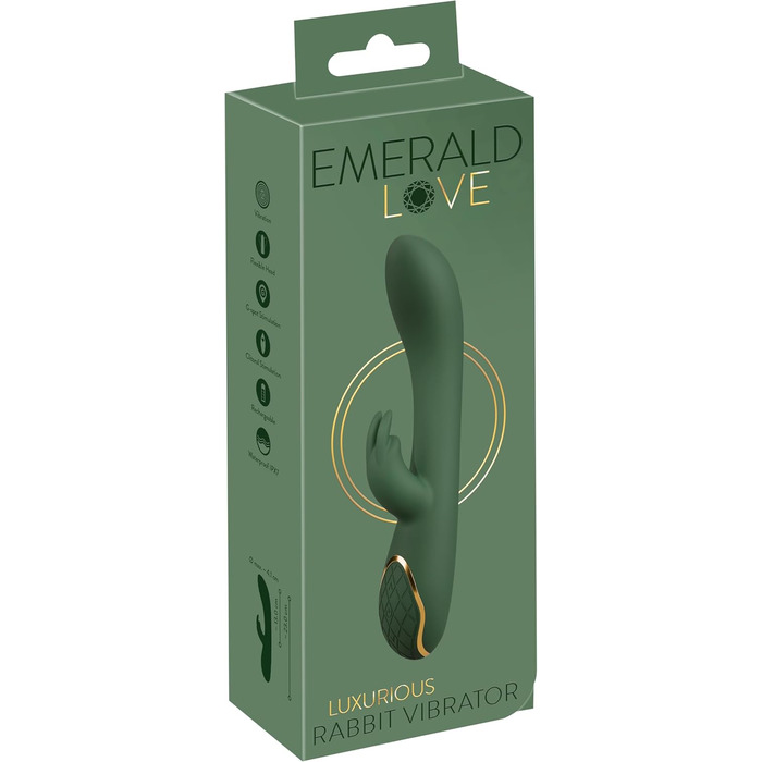 Елегантний вібратор для інтимної стимуляції Rabbit Grün/Gold, 3.0-4.1 см
