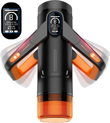 Інтимна іграшка для чоловіків Eanatoys Masturbieren - 9 вібраторів, телескопічна функція, 3D реалістична вагіна, LCD-дисплей, помаранчевий колір