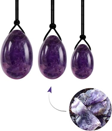 Набір Аметист Йоні-яйце та масажний м'яч для жінок. Йоні-яйце, масажер для вагінального здоров'я