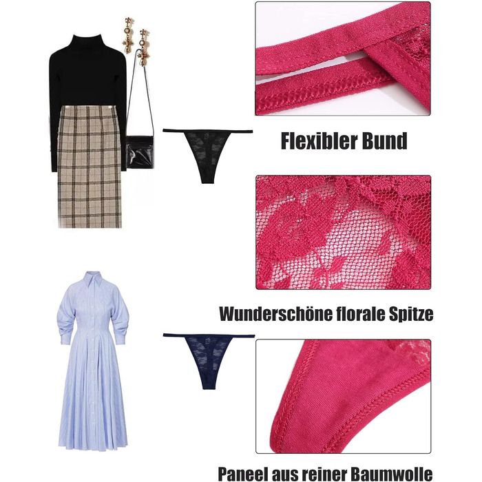 Набір трусиків-танга з мережива FINETOO (10 шт.) для жінок. Сексуальна білизна, трусики, танга, мереживні трусики, S-XL