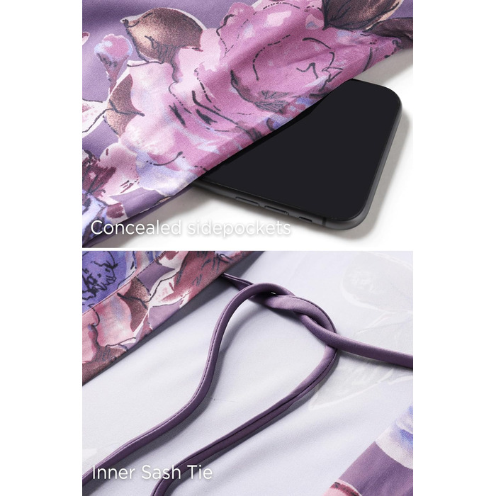 Халат жіночий шовковий максі з квітковим принтом, Babeyond | Халат, кімоно, піжама, для дому