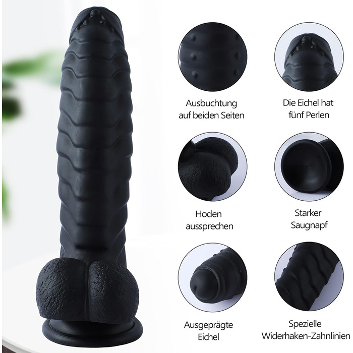 Реалістичний жіночий дилда G-Punkt 22см, MOCOYA з потужним присоском, чорний | Іграшки для дорослих