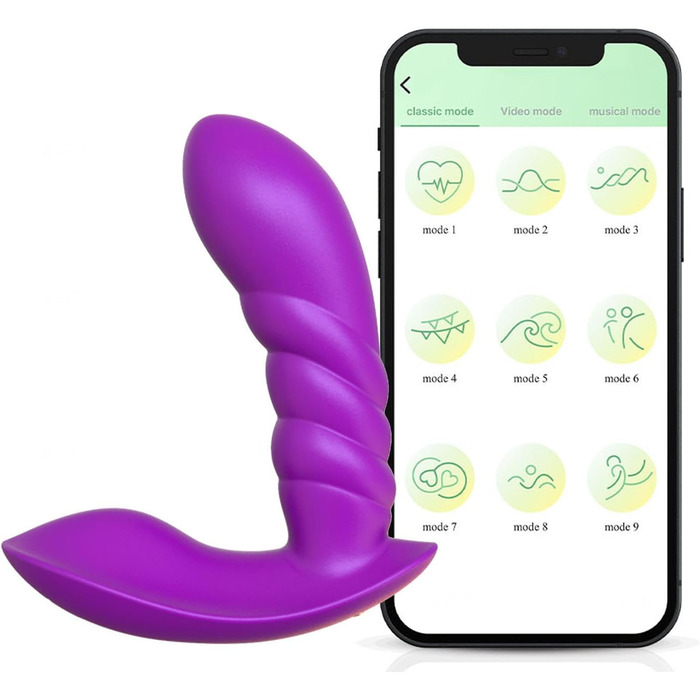 Вібратор з дистанційним керуванням та додатком, 9 режимів вібрації, жіночий вібратор-метелик, анальний дildo, іграшки для пар, фіолетовий