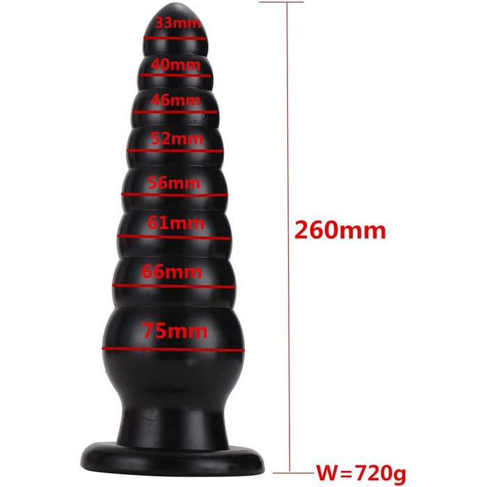 Анальний дildo Hrekssi XL з сильним присоском – гнучкий анальний масажер для дорослих, чорний