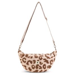 Жіноча сумка-кросбоді Teddy Moon Bag Small (мала), плюшева сумка через плече з кишенями та регульованим ременем, колір: леопард коричневий